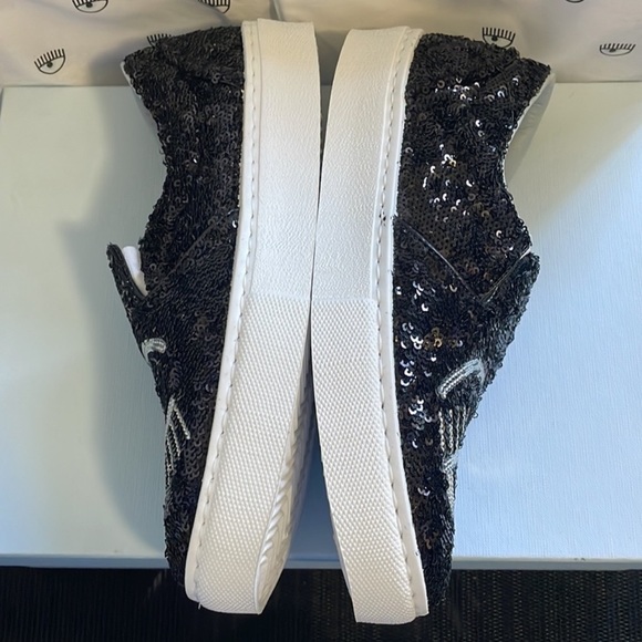 NIB $395 Chiara Ferragni Black/Silver Glitter Slip On Sneakers-Size 36 Women’s - Picture 12 of 15
